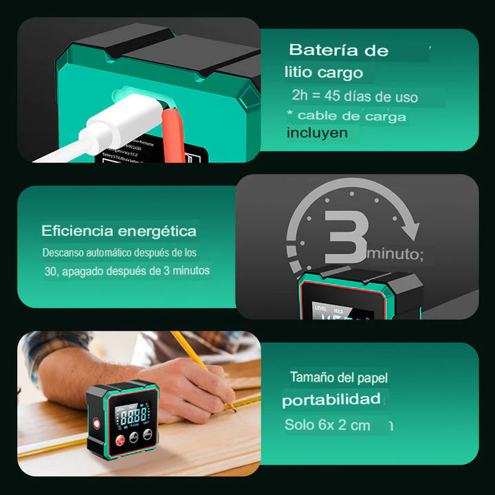 VELEMIS™ Medidor angular digital magnético con láser electrónico